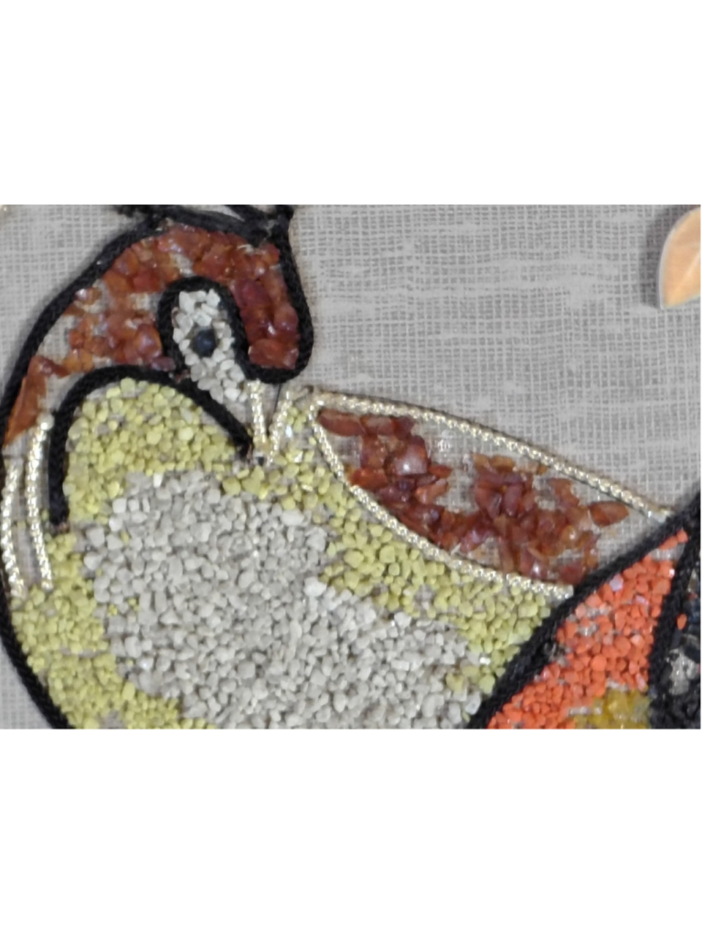 Vintage LRG Gravel Pebble Art Mid Century Modern Bird Pheasants Wall Art Picture - Picture 8 of 10
